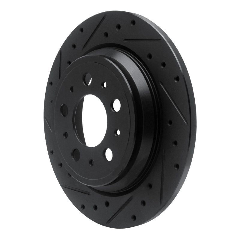 Volvo V70 Brake Rotor (1) - Rear Left - R1 Concepts - Drilled & Slotted - Black - `99-`00